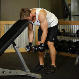 Bent Over Dumbbell Rear Delt Raise With Head On Bench