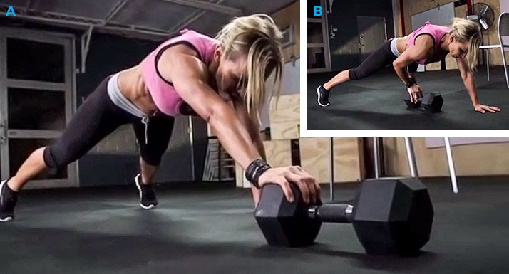 Plank Pull With Dumbbell