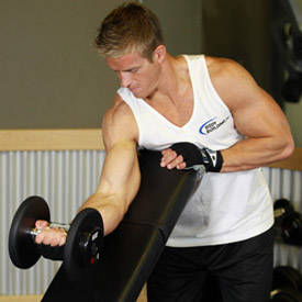 Standing One-Arm Dumbbell Curl Over Incline Bench thumbnail image