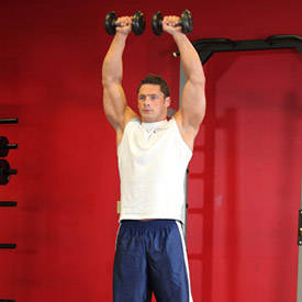 Standing Dumbbell Straight-Arm Front Delt Raise Above Head | Exercise