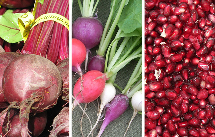 Nitrate-rich foods such as beets and pomegranate seeds. 
