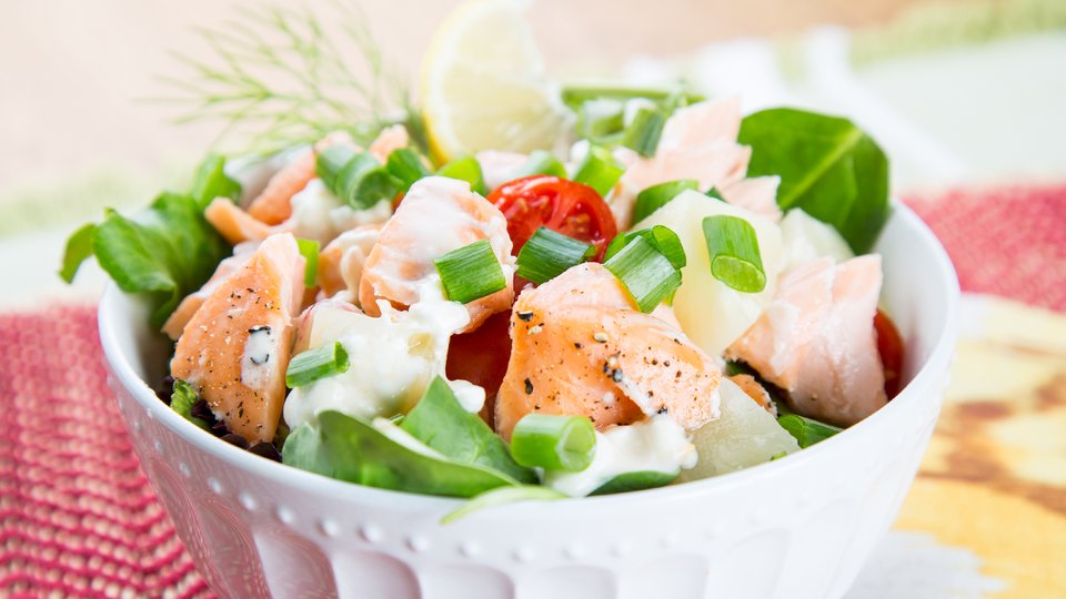 Salmon Salad with Cottage Cheese Dressing