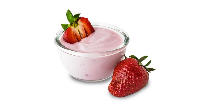 Yogurt and strawberries