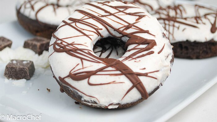 Dark Chocolate and Coconut Protein Doughnuts