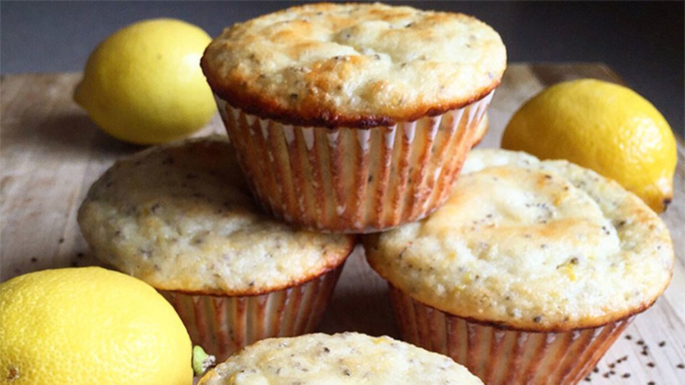 Lemon Chia Seed Protein Muffins