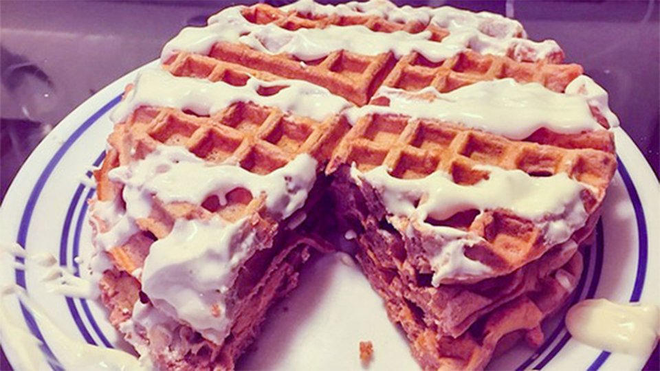 Red Velvet Waffles And Cream Cheese Frosting