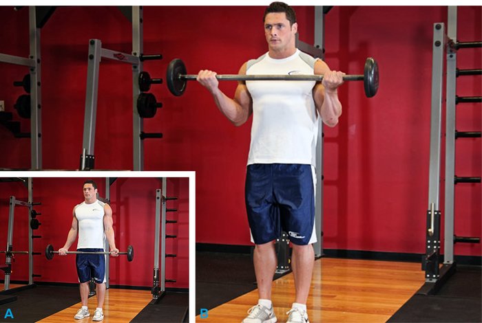 wide-grip standing barbell curl