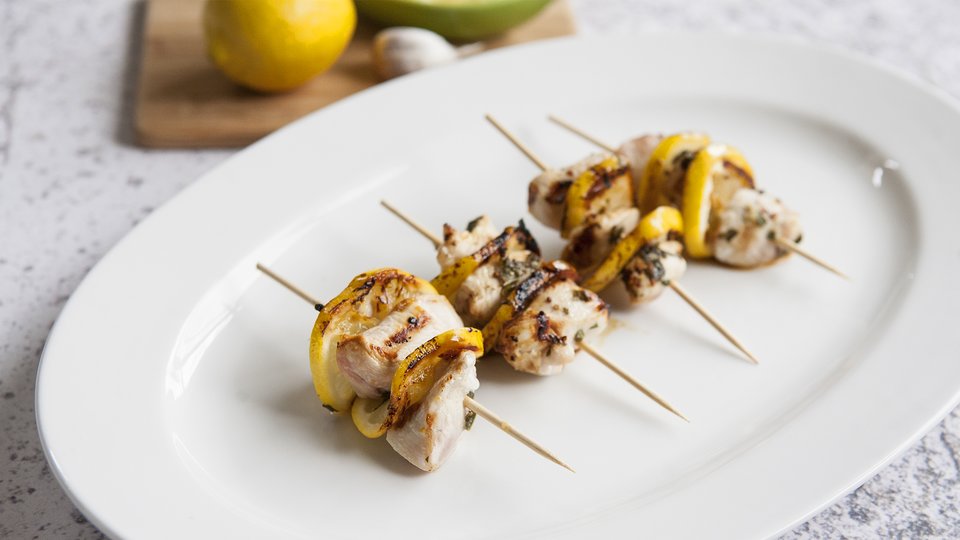 Grilled Chicken and Lemon Skewers