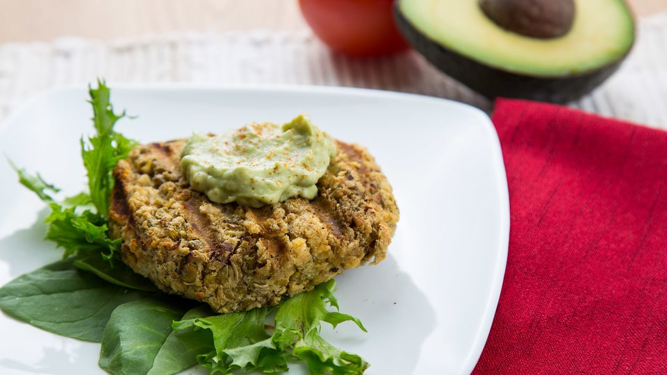 Lentil Burgers with Mashed Avocado