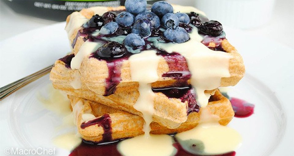 Blueberry Cheesecake Protein Waffles