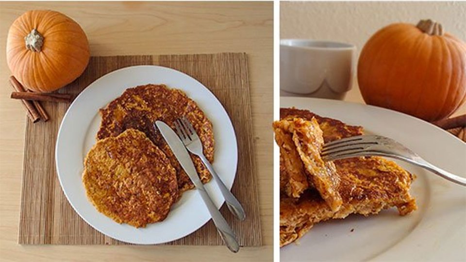 Cinnamon Swirl Pumpkin Pie Protein Pancakes