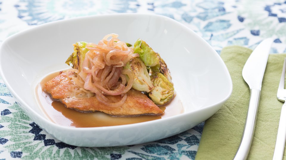 Braised Shallot Chicken With Brussels