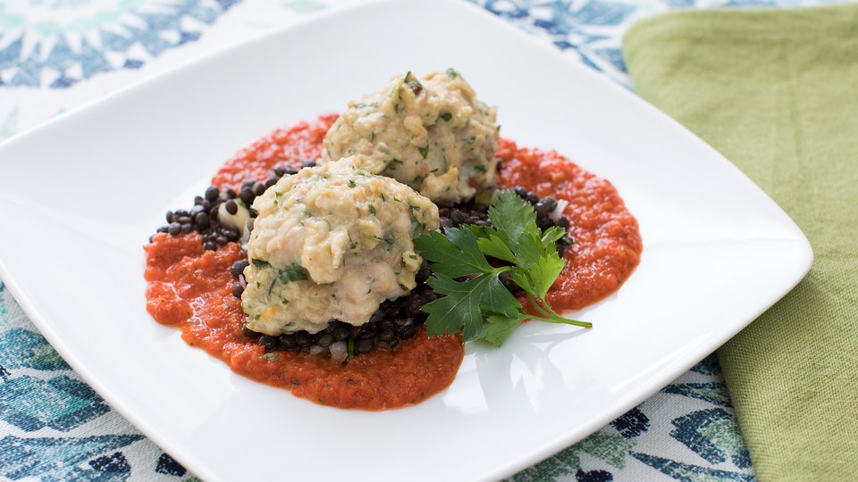 Turkey Meatballs Over Lentils