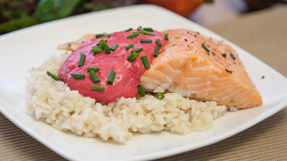 Salmon with Beet Cream