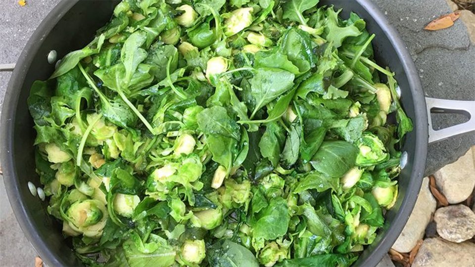 Warm Shaved Brussels Sprouts And Baby Kale Salad