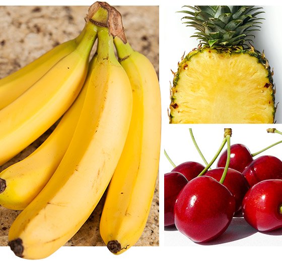 Focus on eating the highest carbohydrate-rich fruits available, including bananas, cherries, and pineapples.