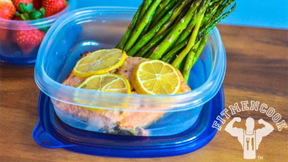 Mustard Baked Salmon with Grilled Asparagus