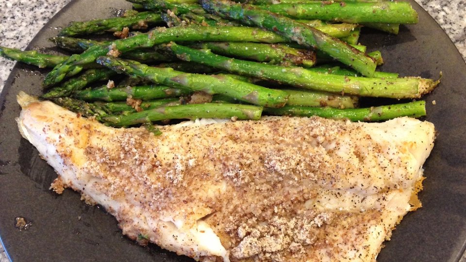 Almond-Crusted Walleye Pike And Asparagus