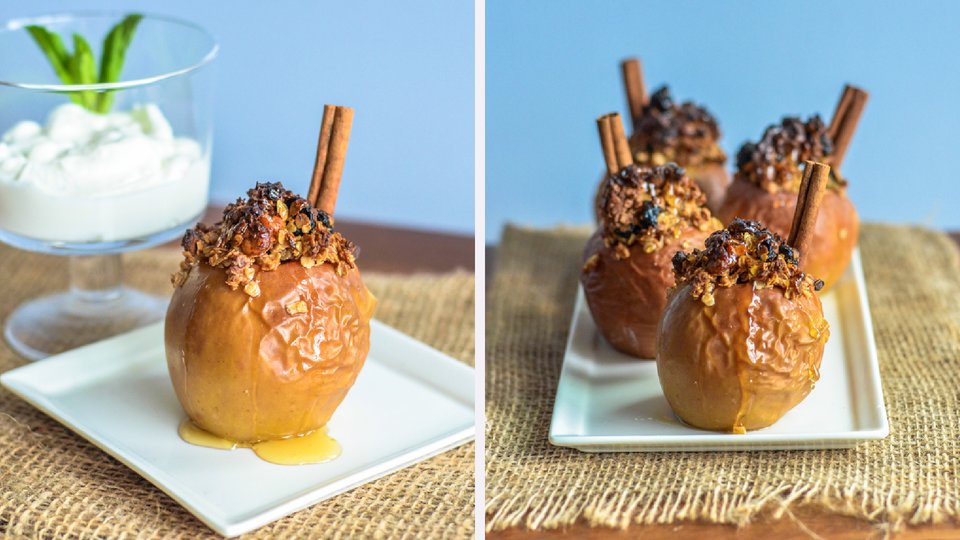 Stuffed Baked Apples with Vanilla Greek Yogurt