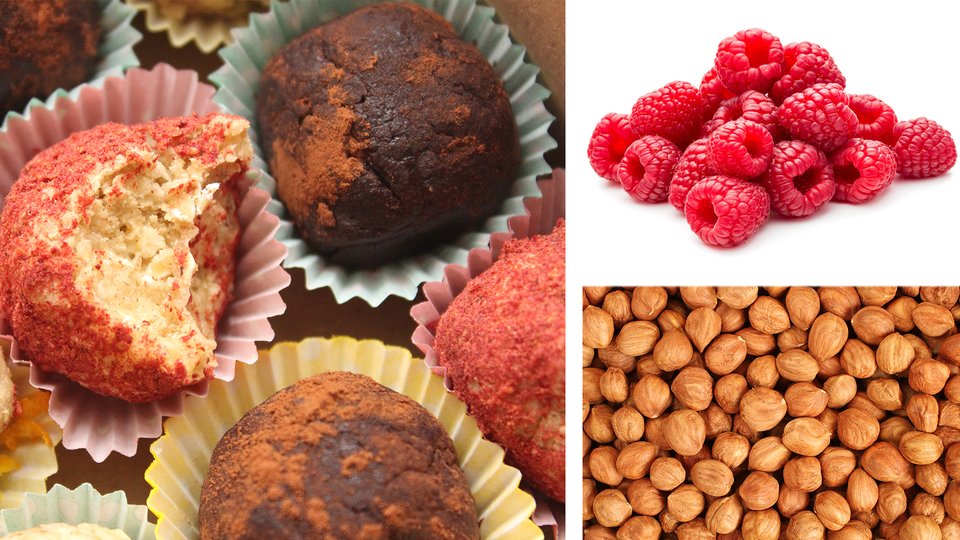 Raspberry And Hazelnut Protein Truffles