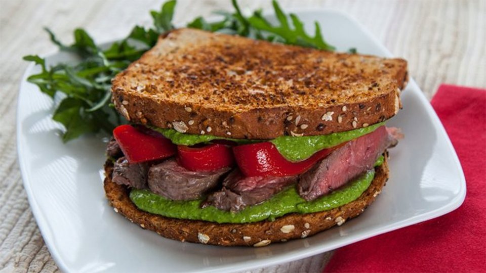 Steak Sandwich With Hemp Pesto