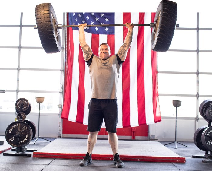Anthony Fuhrman, overhead press with tires