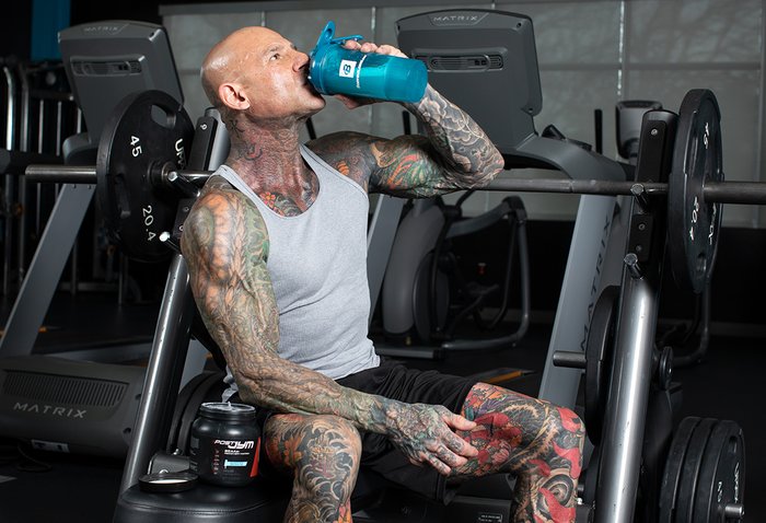 Jim Stoppani taking supplements. 