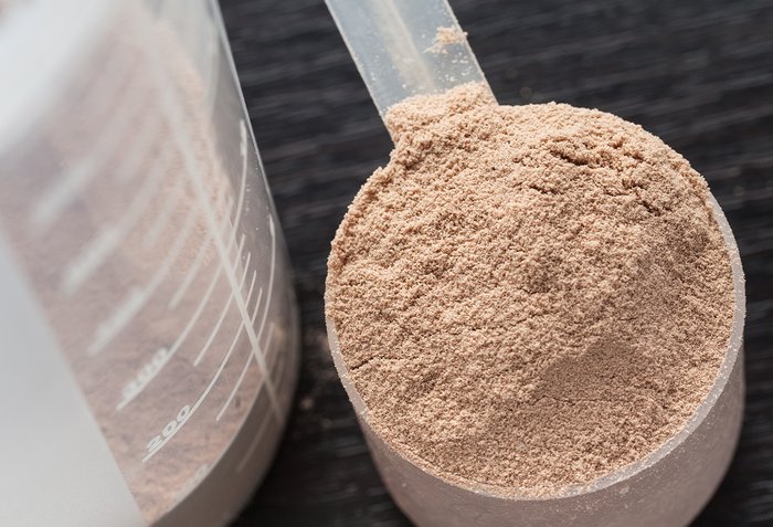 A scoop of protein powder. 