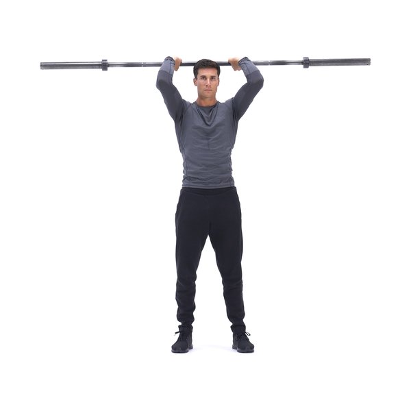 Standing barbell overhead triceps extension thumbnail image