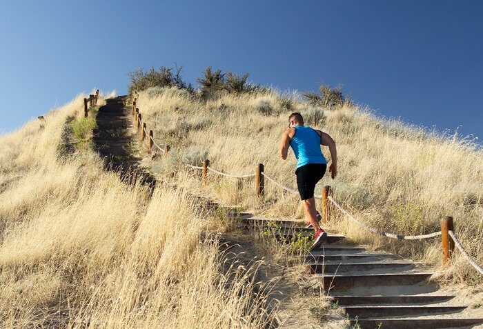 Endurance running up the side of a hill