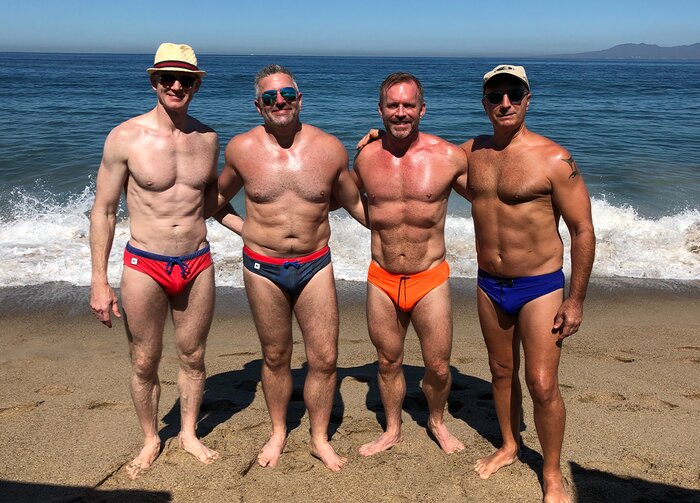 Wes Logue with friends at the beach.