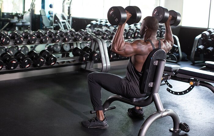 Seated dumbbell shoulder press