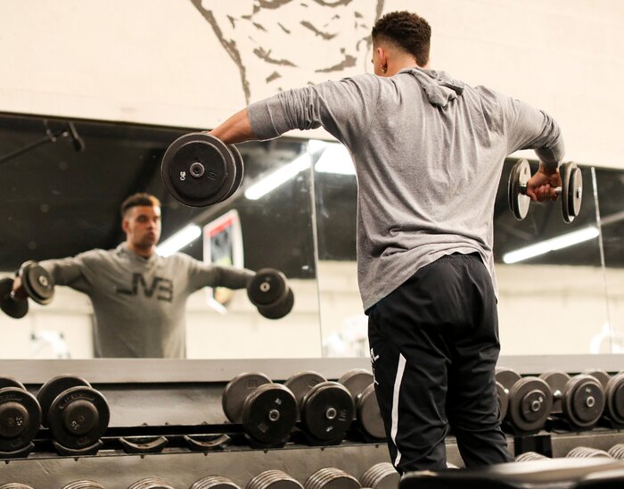 Standing dumbbell lateral raise