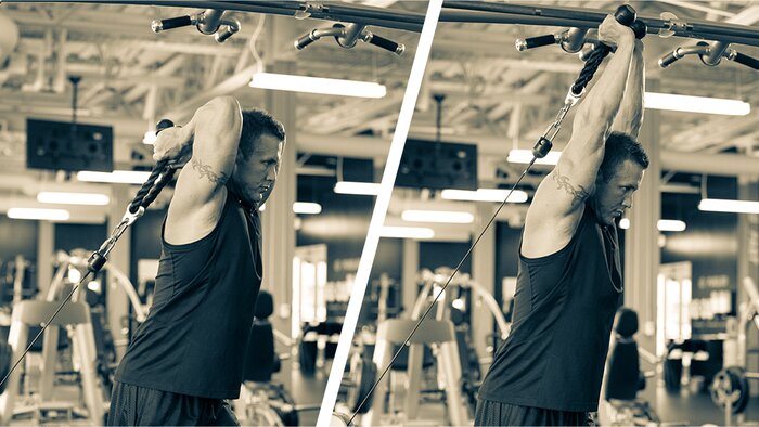 Low cable overhead triceps extension