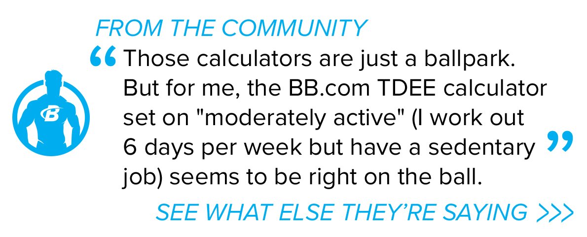 Those calculators are just a ballpark. But for me the BB.com TDEE calculator set on 