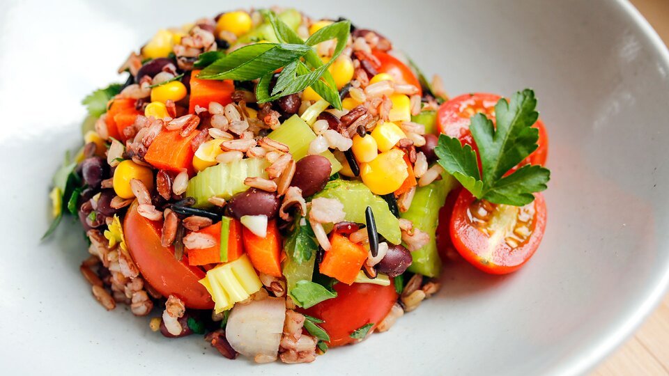 Cold Veggie, Bean, and Rice Salad