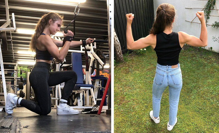 Hannah Gane training in the gym