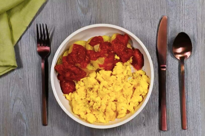 Scrambled Egg with Salsa and Potatoes