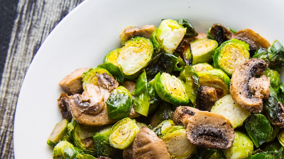 Roasted Brussels Sprouts and Mushrooms