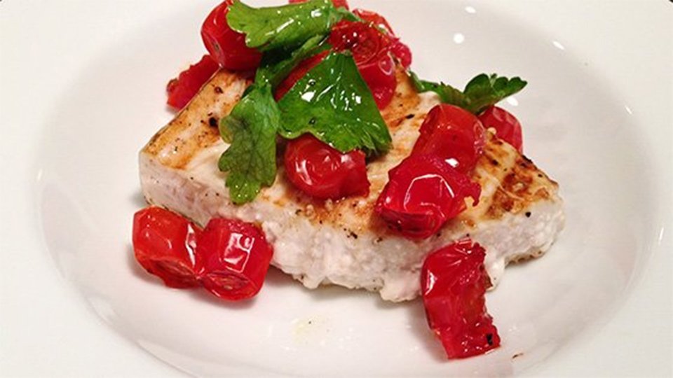 Grilled Halibut With Cherry Tomatoes