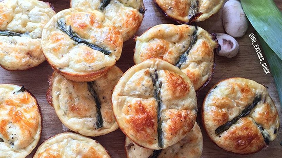 Mozzarella, Asparagus, And Leek Mini-Quiches