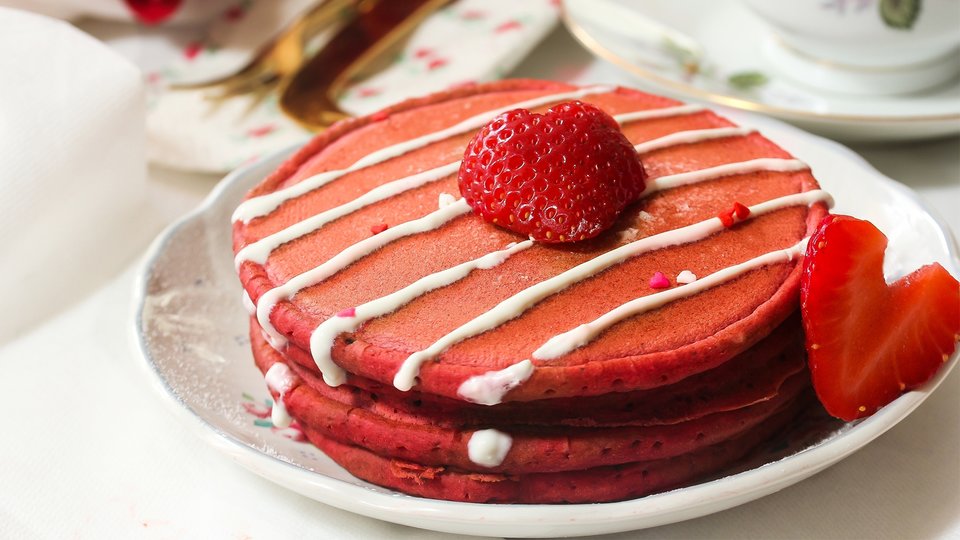 Valentine's Day Red Velvet Pancakes