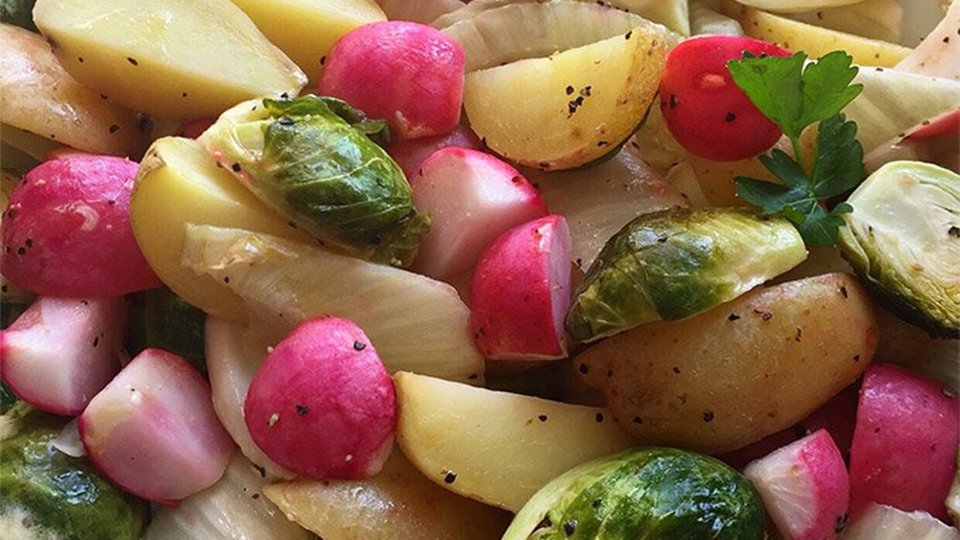 Roasted Spring Vegetables With Dijon Maple Glaze